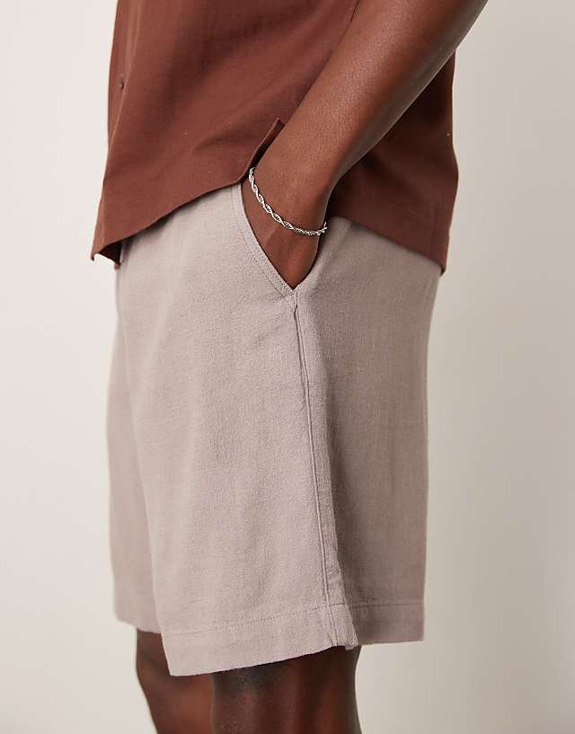 Asos ASOS DESIGN Baggy Fit Pull On Linen Rich Short In Grey