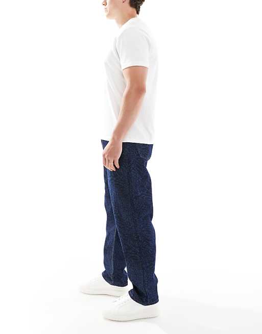 Asos ASOS DESIGN Baggy Jeans With Mixed Animal Laser Print In Raw Wash