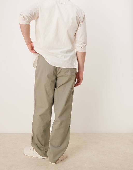 Asos ASOS DESIGN Baggy Linen Blend Trousers In Khaki