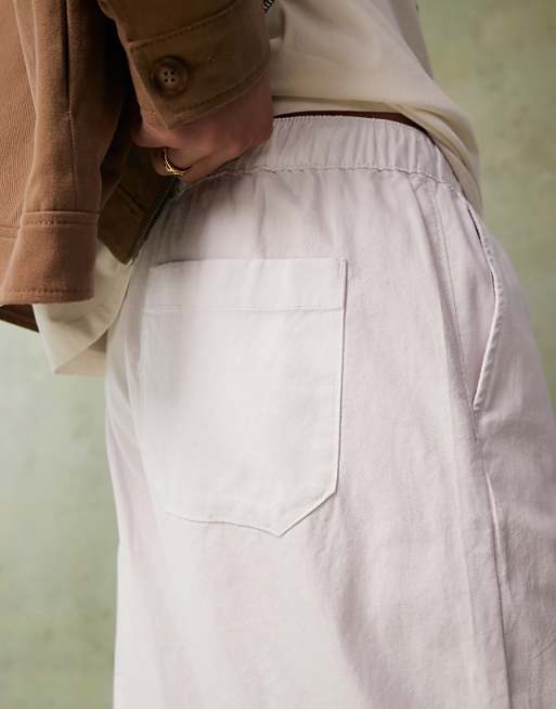 Asos ASOS DESIGN Baggy Linen Blend Trousers In White