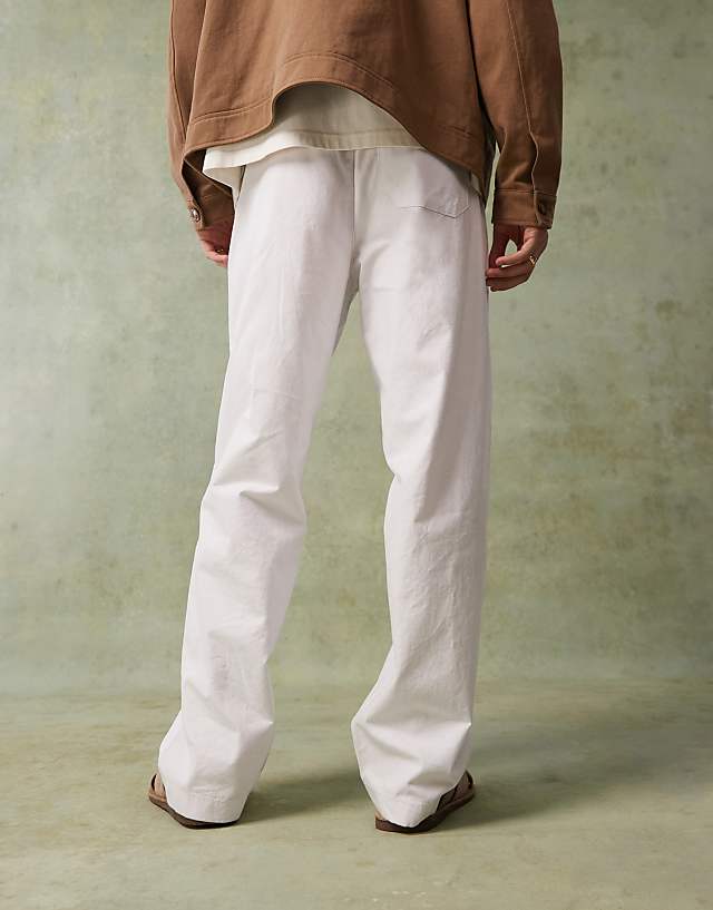 Asos ASOS DESIGN Baggy Linen Blend Trousers In White