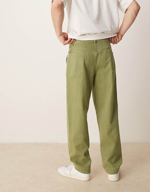 Asos ASOS DESIGN Baggy Trouser With Back Pocket Detail In Khaki