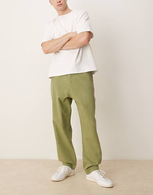 asos ASOS DESIGN baggy trouser with back pocket detail in khaki