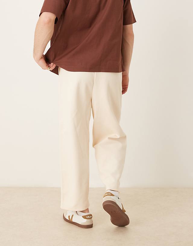 Asos ASOS DESIGN Balloon Fit Trouser With Beltloop Detail In Ecru