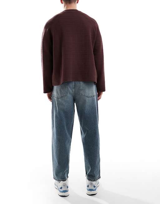 Asos ASOS DESIGN Barrel Fit Jeans In Vintage Light Wash Blue