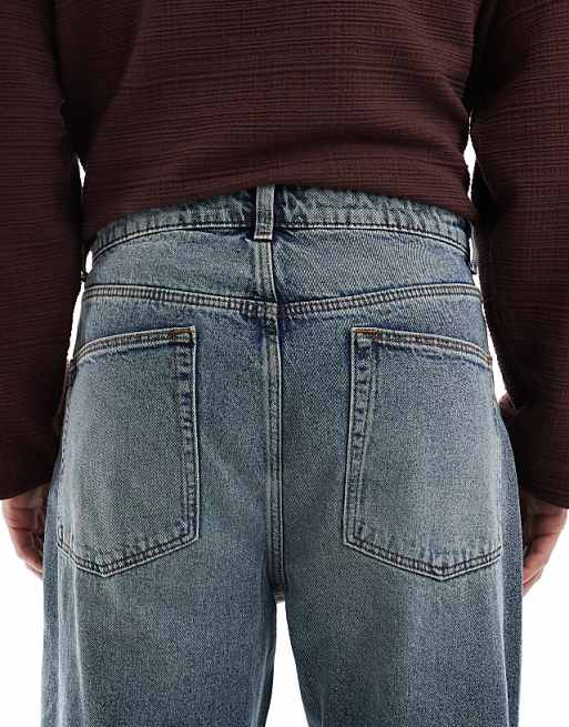 Asos ASOS DESIGN Barrel Fit Jeans In Vintage Light Wash Blue