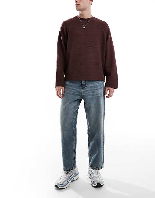 asos ASOS DESIGN barrel fit jeans in vintage light wash blue