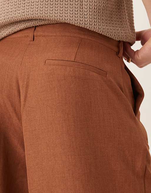 Asos ASOS DESIGN Barrel Leg Trousers In Brown Crosshatch