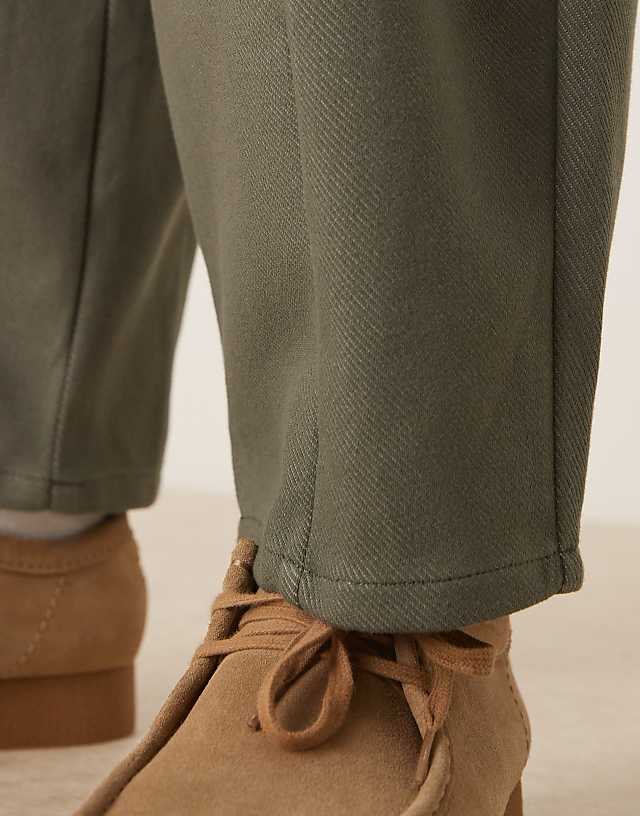 Asos ASOS DESIGN Barrel Leg Twill Trousers In Khaki
