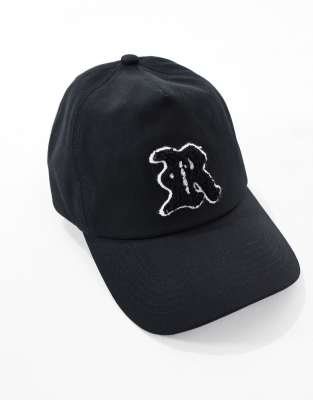 Asos ASOS DESIGN Baseball Cap With Letter Patch In Black