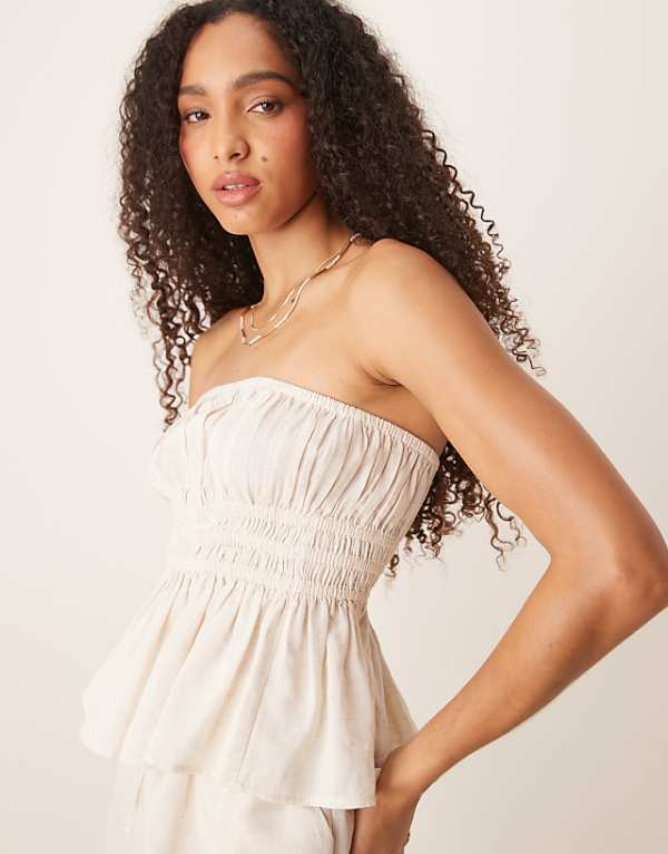 Asos ASOS DESIGN Belle Beach Co Ord With Linen In Plain