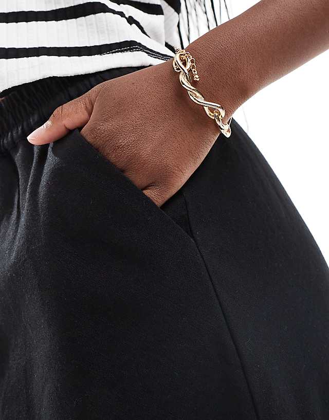 Asos ASOS DESIGN Bias Cut Relaxed Trouser With Linen In Black