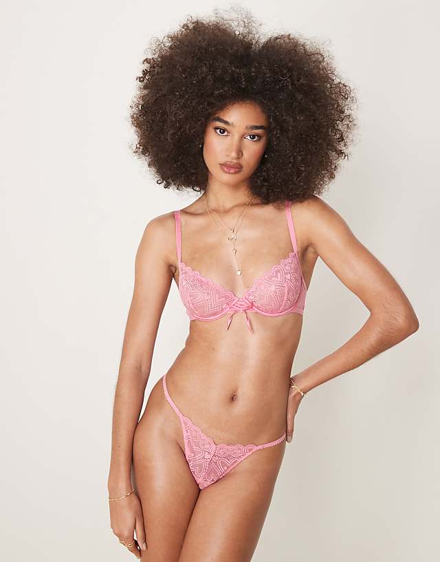 Asos ASOS DESIGN Blake Lingerie With Heart Detail In Pink