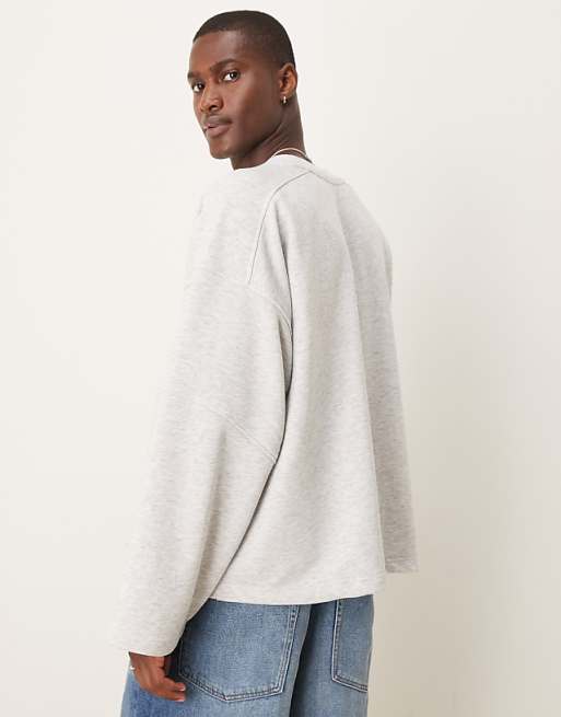 Asos ASOS DESIGN Boxy Extreme Oversized Sweatshirt With Panelling In Grey Marl