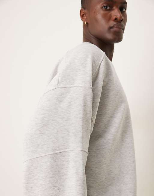 Asos ASOS DESIGN Boxy Extreme Oversized Sweatshirt With Panelling In Grey Marl