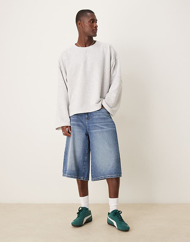 Asos ASOS DESIGN Boxy Extreme Oversized Sweatshirt With Panelling In Grey Marl