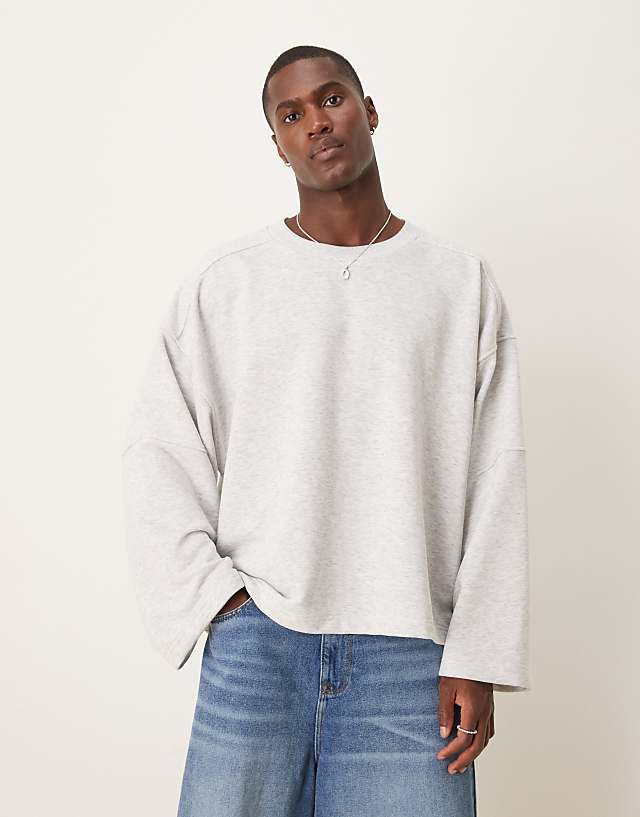 asos ASOS DESIGN boxy extreme oversized sweatshirt with panelling in grey marl