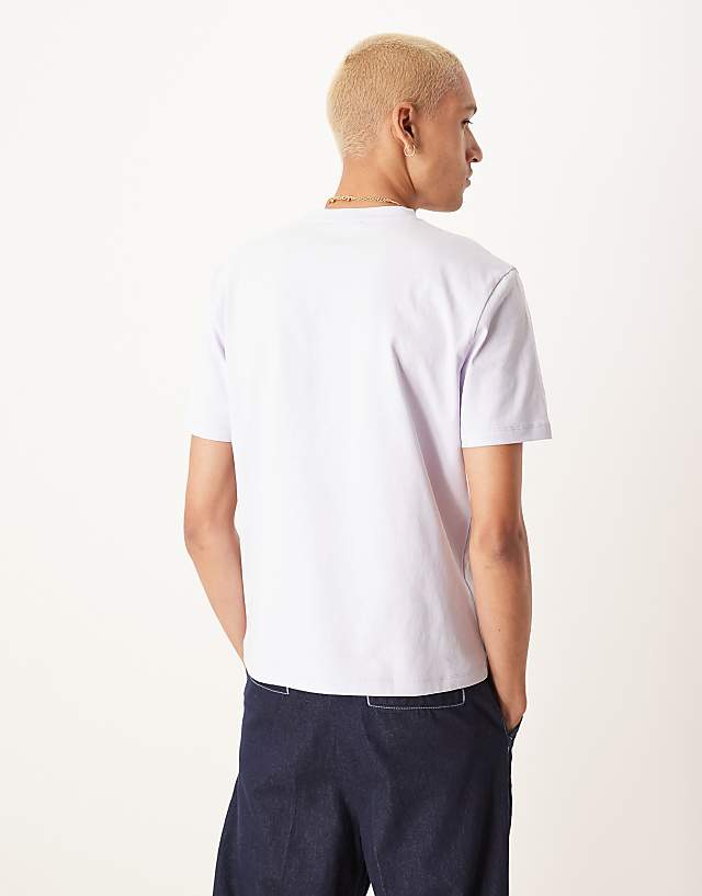 Asos ASOS DESIGN Boxy Heavyweight 240gsm T-shirt With Chest Print In Purple