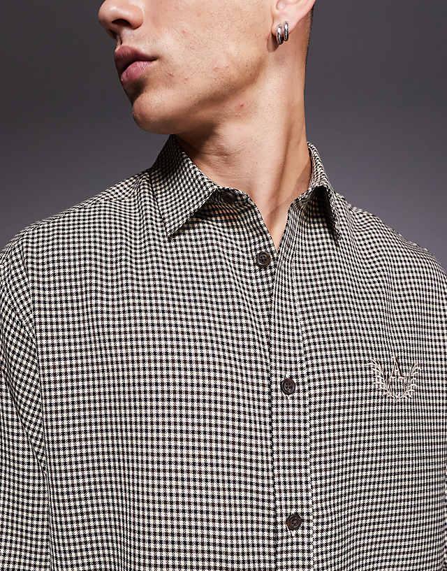 Asos ASOS DESIGN Boxy Oversized Check Shirt With Chest Embroidery In Black