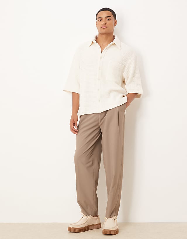 Asos ASOS DESIGN Boxy Oversized Crochet Shirt In Cream