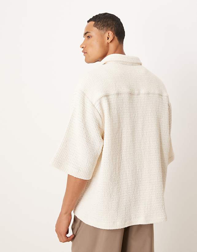 Asos ASOS DESIGN Boxy Oversized Crochet Shirt In Cream