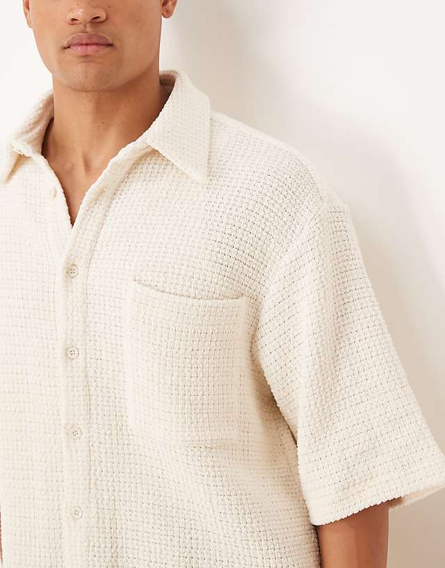 Asos ASOS DESIGN Boxy Oversized Crochet Shirt In Cream