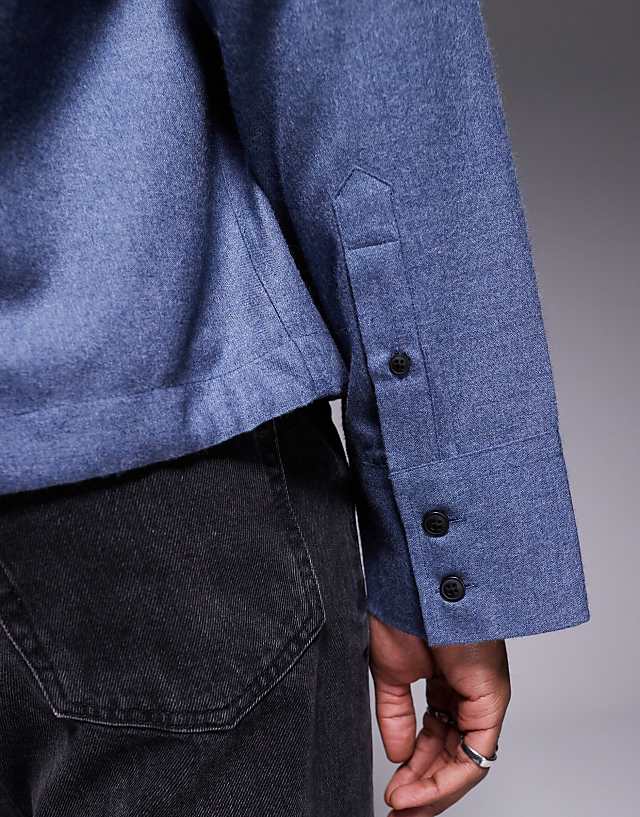 Asos ASOS DESIGN Boxy Oversized Flannel Shirt In Blue
