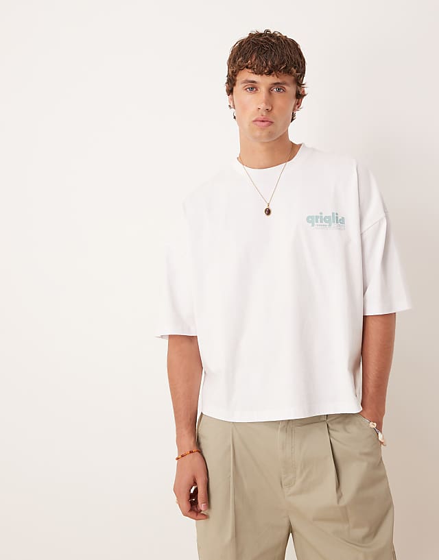 Asos ASOS DESIGN Boxy Oversized Heavyweight T-shirt With Print In White