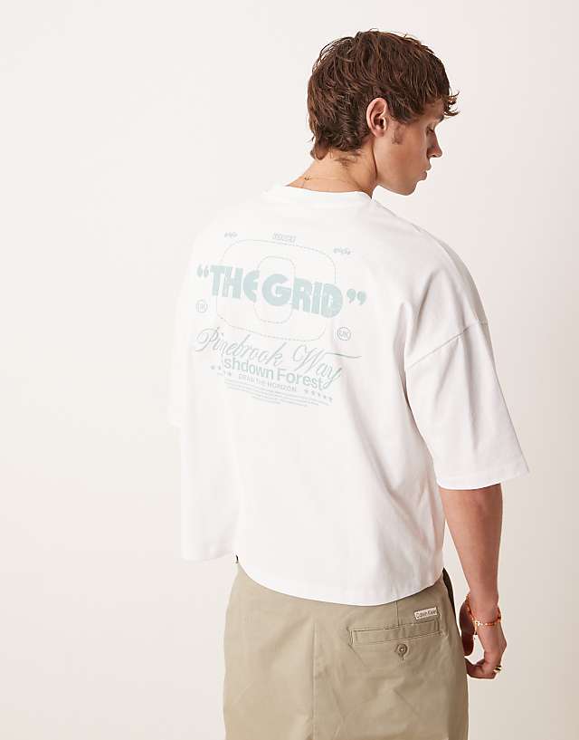 asos ASOS DESIGN boxy oversized heavyweight t-shirt with print in white