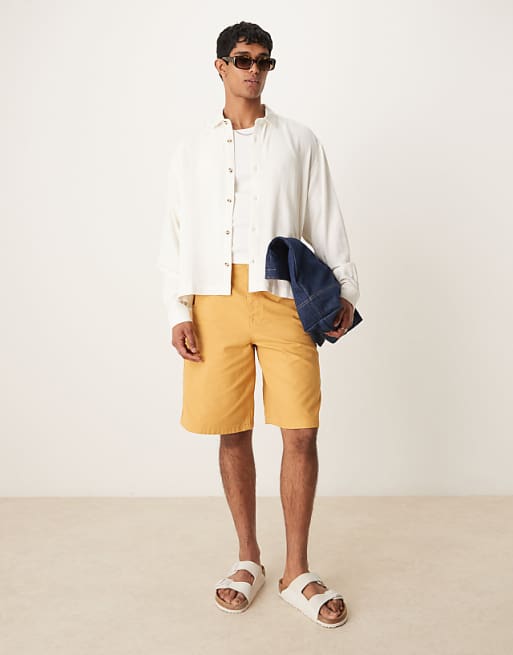 Asos ASOS DESIGN Boxy Oversized Linen Blend Shirt In White