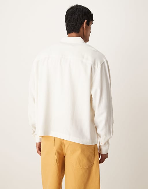 Asos ASOS DESIGN Boxy Oversized Linen Blend Shirt In White