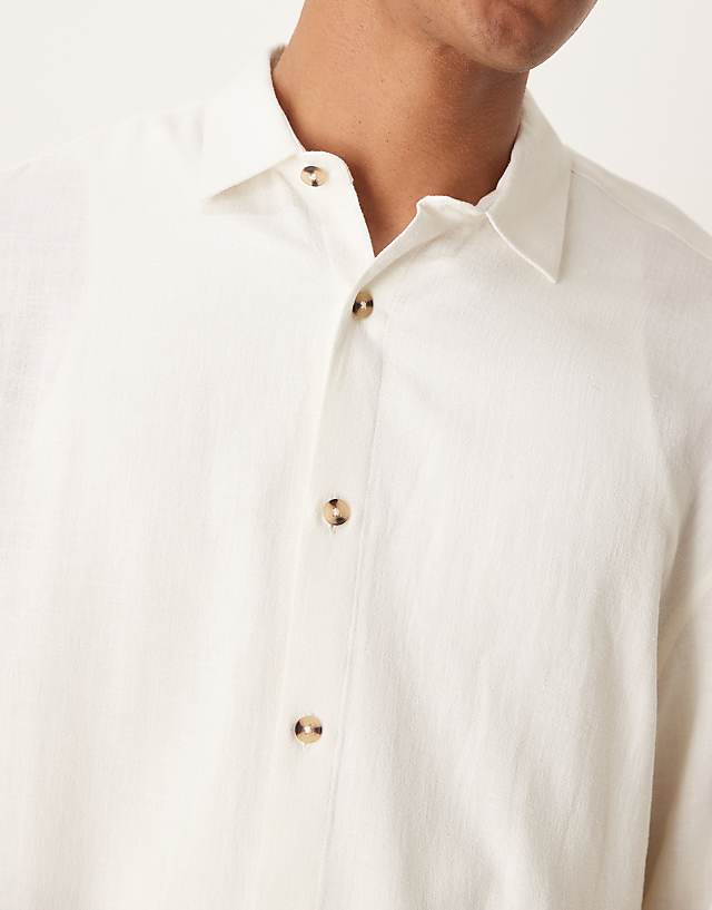 Asos ASOS DESIGN Boxy Oversized Linen Blend Shirt In White