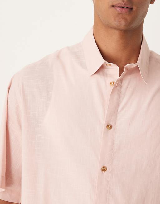 Asos ASOS DESIGN Boxy Oversized Linen Look Shirt In Pink
