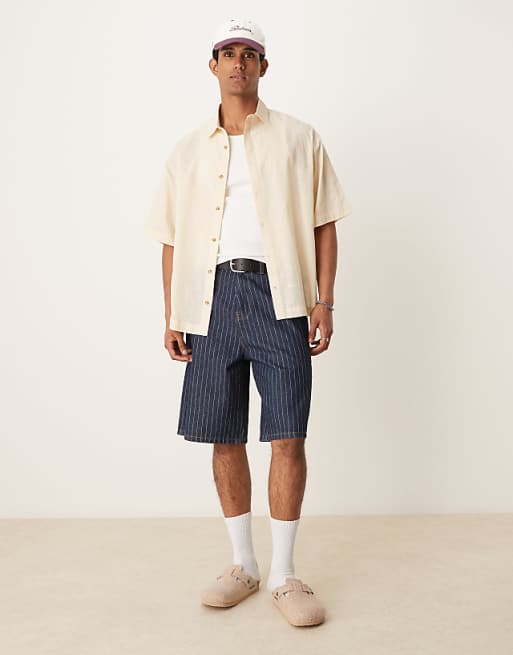 Asos ASOS DESIGN Boxy Oversized Linen Look Shirt In Stone
