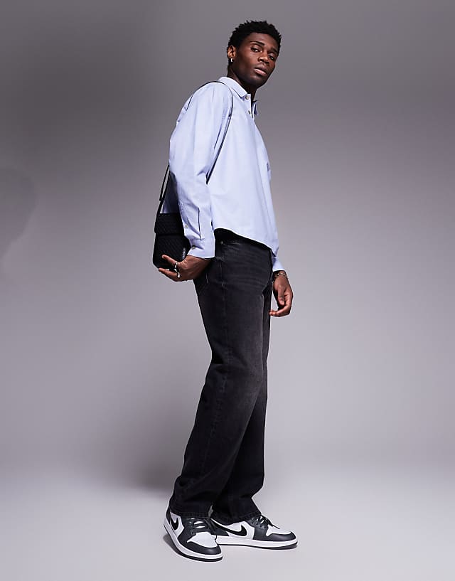 Asos ASOS DESIGN Boxy Oversized Overhead Oxford Shirt In Blue