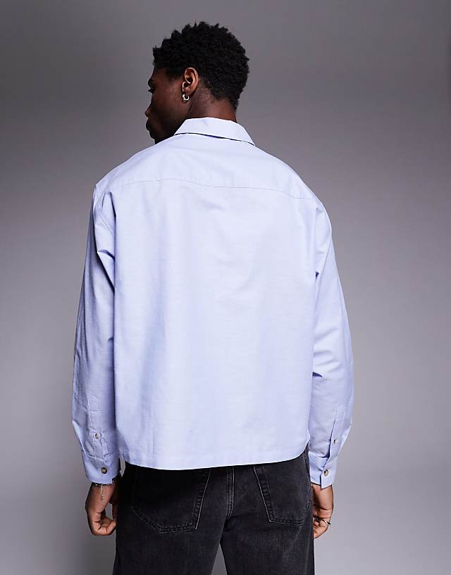 Asos ASOS DESIGN Boxy Oversized Overhead Oxford Shirt In Blue