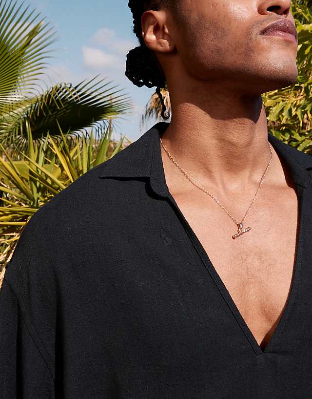 Asos ASOS DESIGN Boxy Oversized Overhead Textured Linen Blend Shirt In Black