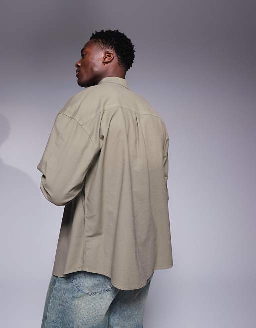 Asos ASOS DESIGN Boxy Oversized Oxford Shirt In Grey