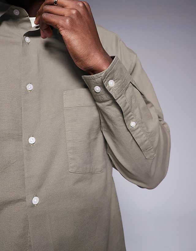 Asos ASOS DESIGN Boxy Oversized Oxford Shirt In Grey