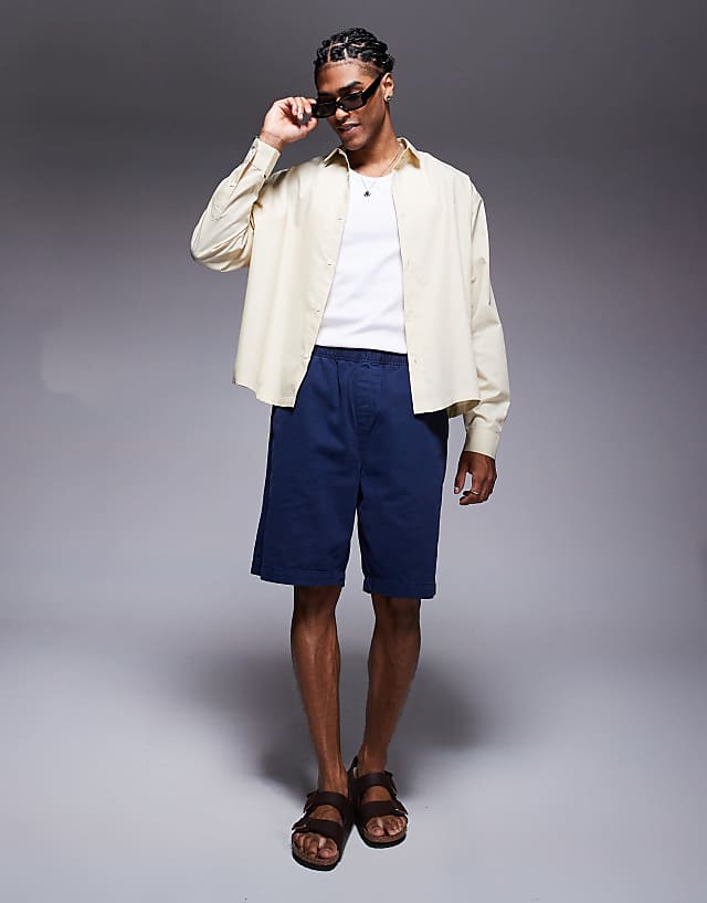 Asos ASOS DESIGN Boxy Oversized Poplin Shirt In Beige