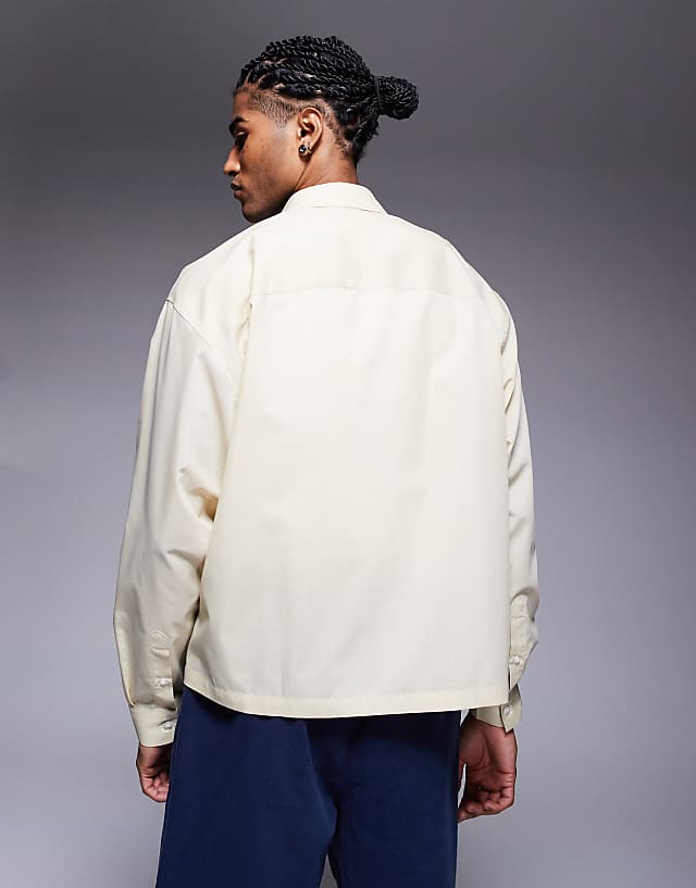Asos ASOS DESIGN Boxy Oversized Poplin Shirt In Beige
