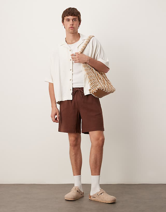 Asos ASOS DESIGN Boxy Oversized Revere Linen Blend Shirt In White