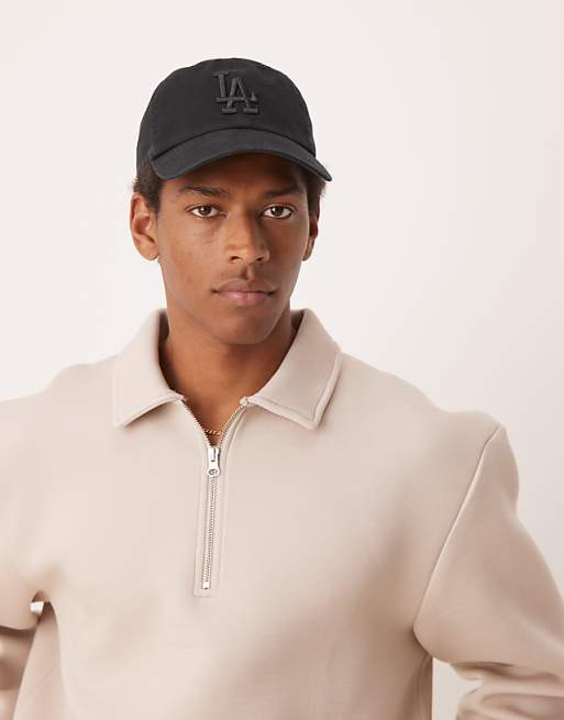 Asos ASOS DESIGN Boxy Oversized Scuba Quarter Zip In Beige