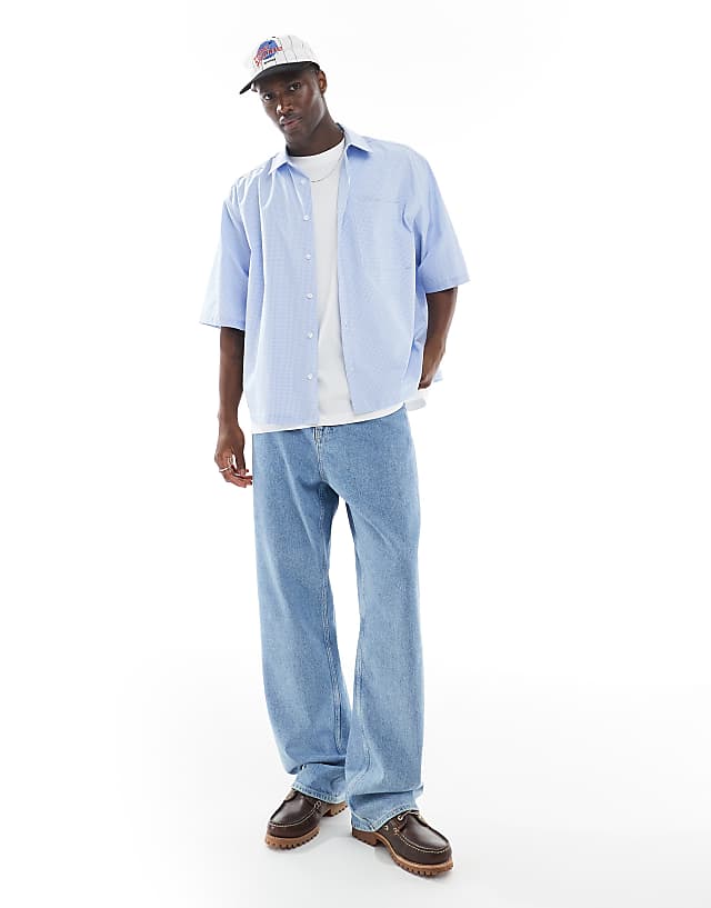 Asos ASOS DESIGN Boxy Oversized Shirt In Blue Check