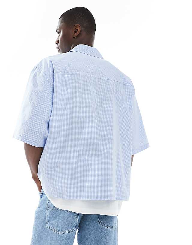 Asos ASOS DESIGN Boxy Oversized Shirt In Blue Check