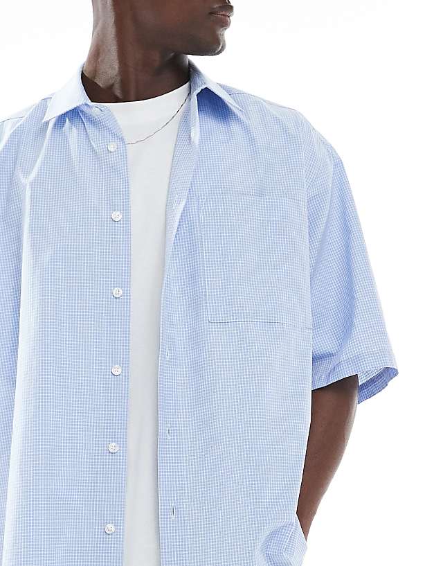 Asos ASOS DESIGN Boxy Oversized Shirt In Blue Check
