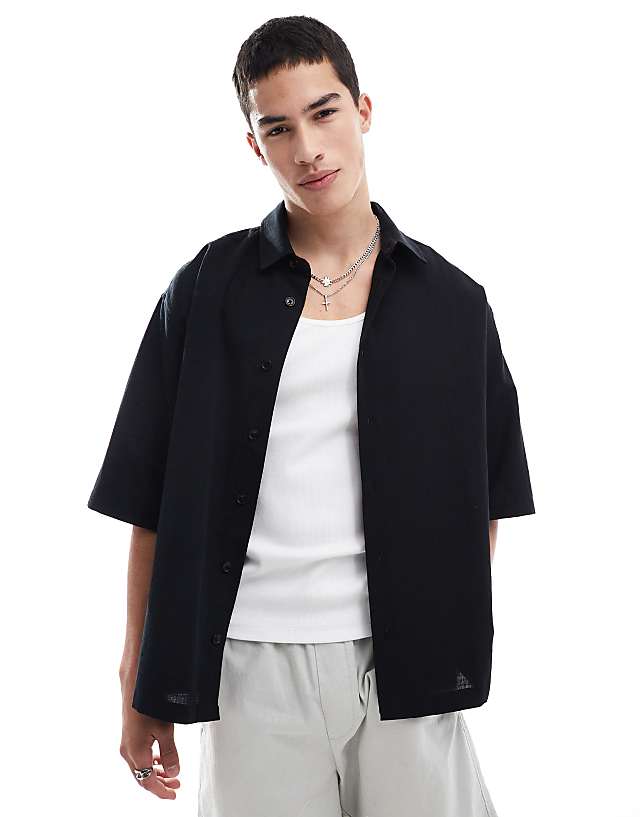 Asos ASOS DESIGN Boxy Oversized Shirt With Back Print In Black