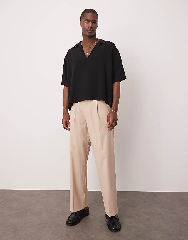Asos ASOS DESIGN Boxy Oversized Shirt With Deep V Neck In Black