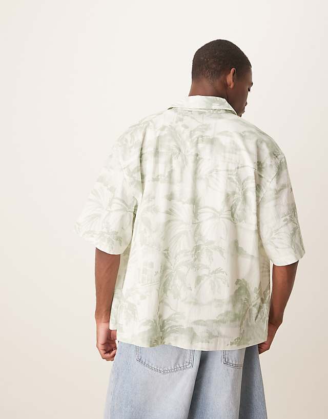 Asos ASOS DESIGN Boxy Oversized Shirt With Floral Print In Green