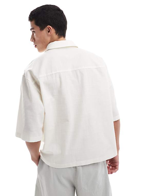 Asos ASOS DESIGN Boxy Oversized Shirt With Floral Print In Stone